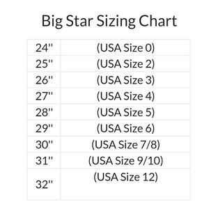 86 off big star jeans price drop firm maddie like new poshmark big star jeans size chart